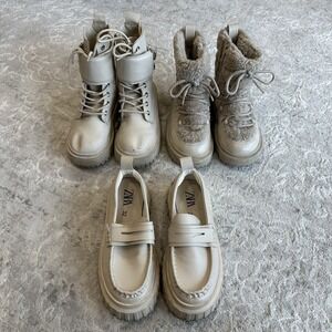 Lot Of 3 Zara Girls‎ Shoes Size 33/32 Beige